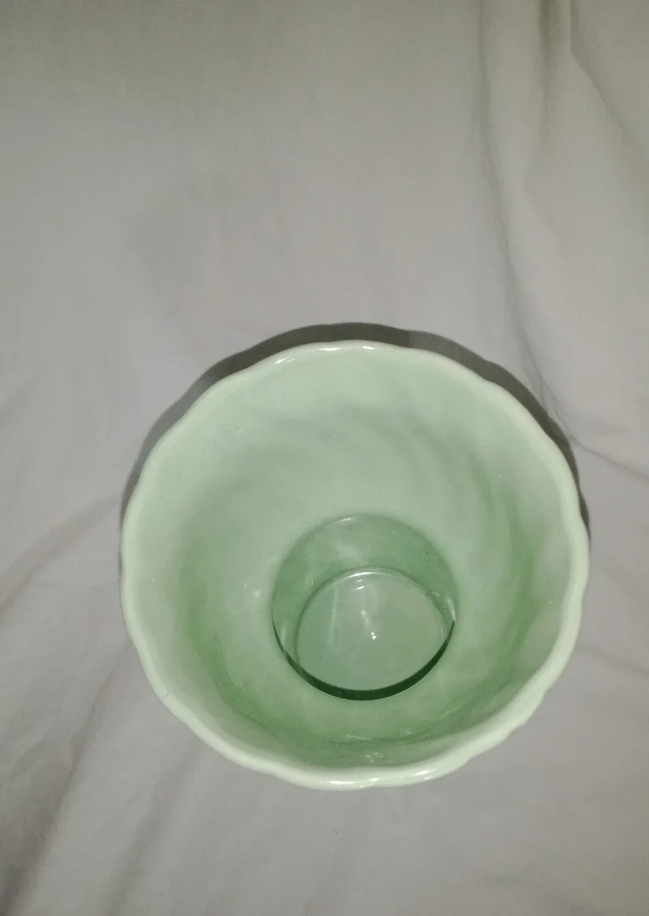 Vintage Ceramic Seafoam Green Wave Vase Planter USA Brush McCoy 6 7/8